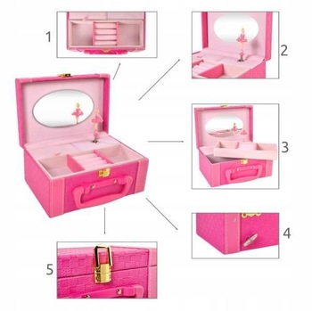 Cutie bijuterii muzicala, Zola, pentru micuta ta printesa, cu balerina dansatoare, roz Cutie bijuterii muzicala, Zola, pentru micuta ta printesa, cu balerina dansatoare, roz