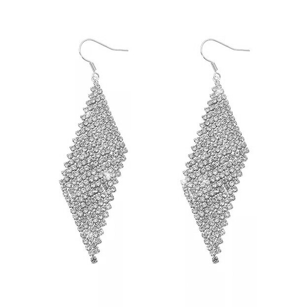 Cercei argintiu eleganti luxury cu strasuri WE005