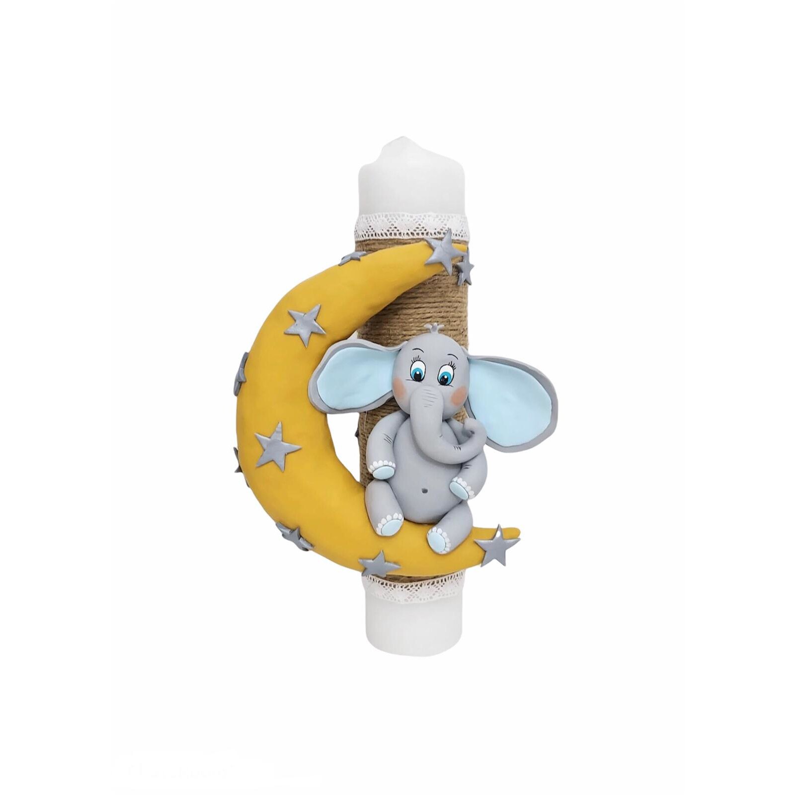 Lumanare botez personalizata, tematica elefant