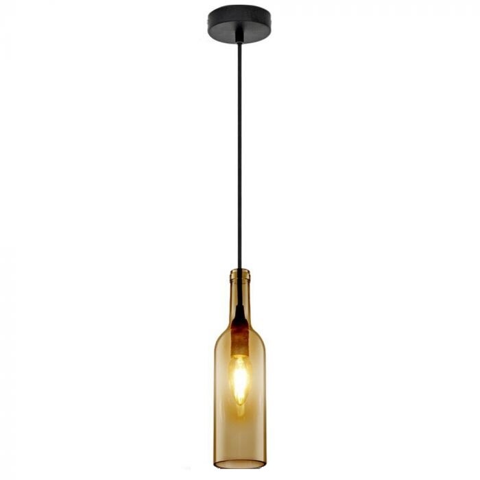 Pendul din sticla, V-TAC, maro, soclu E14, becul nu este inclus