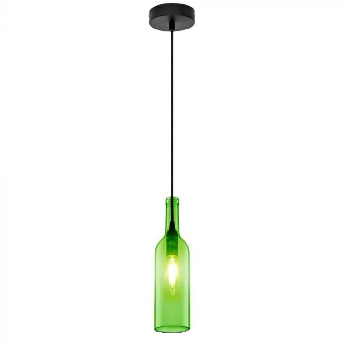 Pendul din sticla, V-TAC, verde, soclu E14, becul nu este inclus