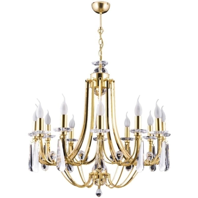 Lustra Prenses auriu cu 12 brate, Zaza Design, din alama, culoare auriu, 120x80 cm