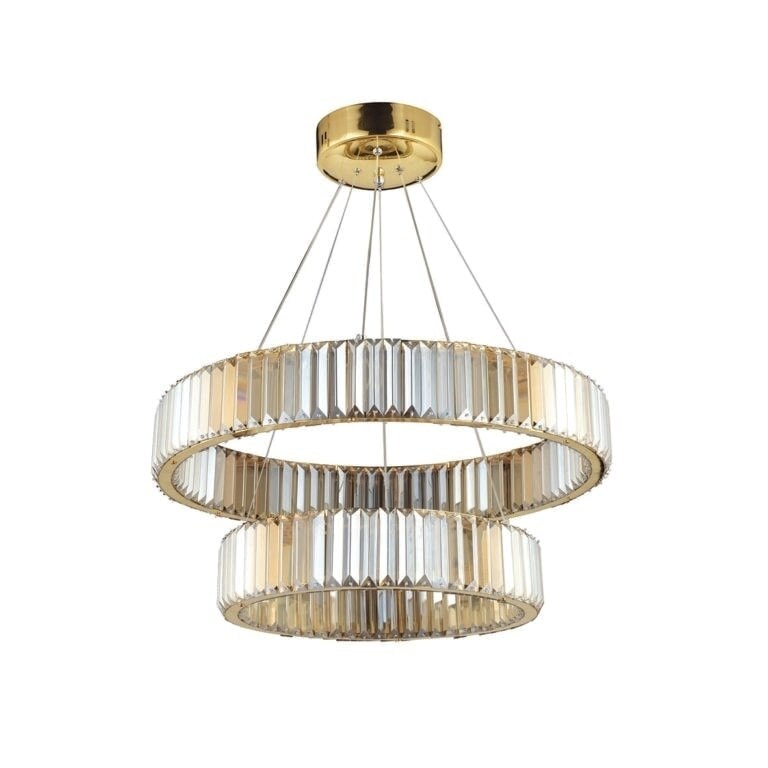 Lustra 1690/60+40 Led cerc cristal cu telecomanda led lumina cald 110x60 cm