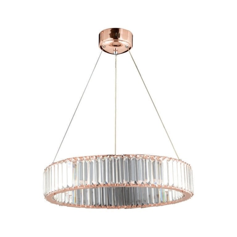Lustra Led cerc cristal cu telecomanda led lumina cald 50x90 cm