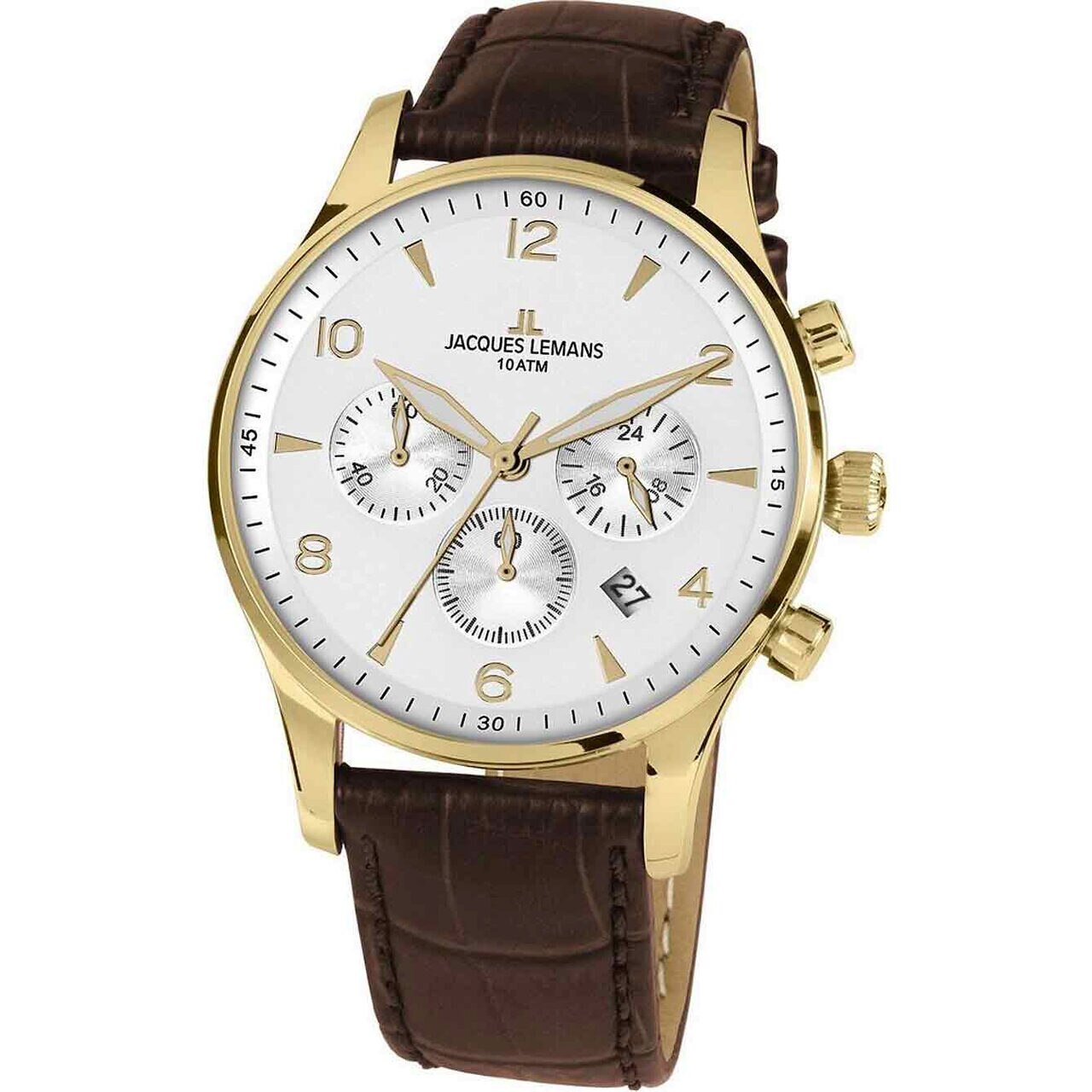 Ceas barbatesc Jacques Lemans 1-1654D, Quartz, 40mm, 10ATM, Auriu