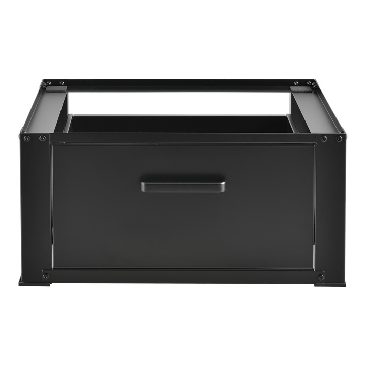 Suport pentru masina de spalat standard AAWR-8002 S, en.casa, 63 x 54 x 31 cm, otel/aluminiu, 150 kg, negru, cu sertar depozitare
