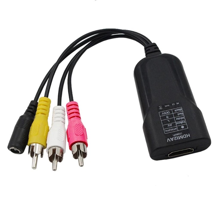 Adaptor convertor HDMI - 3RCA, Wiistar, pentru televizoare cu intrare RCA, proiectoare, 1080P, HDMIAV2, Multicolor