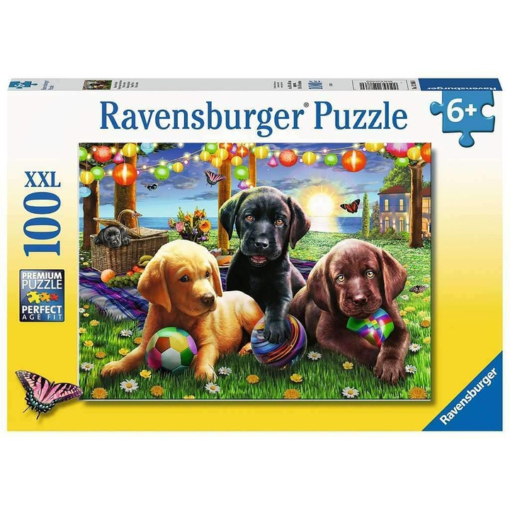 Пъзел Ravensburger XXL - Кученца на пикник, 100 части