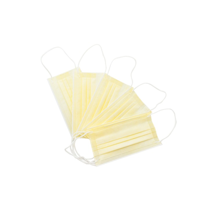 Set 50 Masti medicale faciale, de unica folosinta, nesterile, tip II, galben/alb