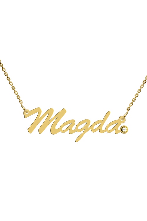 Colier aur galben 14K, Coriolan, nume Magda, diamant 0.01 carate GVS1, 42-45 cm