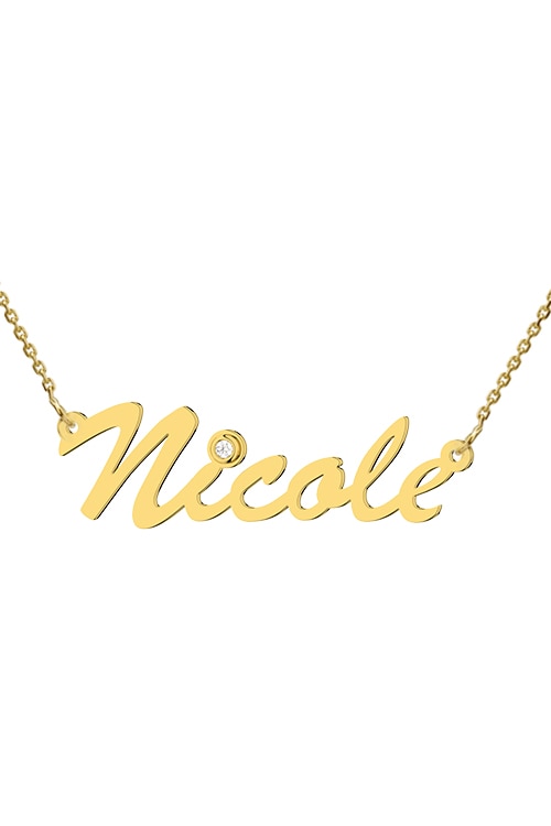 Colier aur galben14K, Coriolan, nume Nicole, diamant 0.01 carate GVS1, 42-45 cm