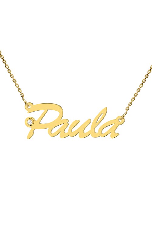Colier aur galben 14K, Coriolan, nume Paula, diamant 0.01 carate GVS1, 42-45 cm