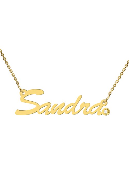 Colier aur galben 14K, Coriolan, nume Sandra, diamant 0.01 carate GVS1, 42-45 cm