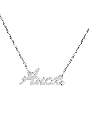Thunder Mentality Agnes Gray Colier aur alb 14K, Coriolan, nume Anca, diamant 0.01 carate GVS1, 42-45 cm  - eMAG.ro