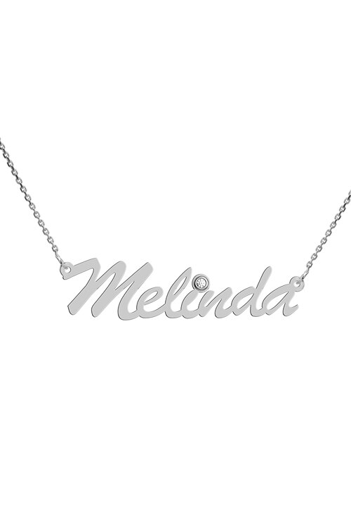 Colier aur alb 14K, Coriolan, nume Melinda, diamant 0.01 carate GVS1, 42-45 cm
