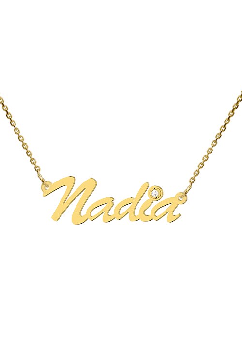 Colier aur galben 14K, Coriolan, nume Nadia, diamant 0.01 carate GVS1, 42-45 cm