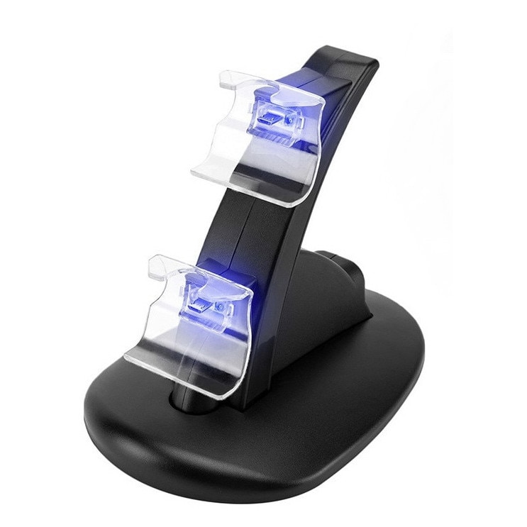 Stand-Dock Digital-Play, incarcare 2 controllere ,cu led pentru PS4, culoare negru