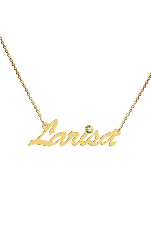 Colier aur galben 14K, Coriolan, nume Larisa, diamant 0.01 carate GVS1, 42-45 cm