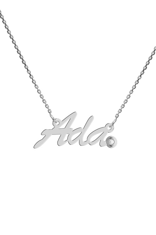 Colier aur alb 14K, Coriolan, nume Ada, diamant 0.01 carate GVS1, 42-45 cm