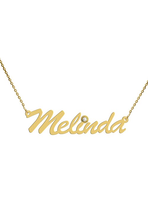 Colier aur galben 14K, Coriolan, nume Melinda, diamant 0.01 carate GVS1, 42-45 cm