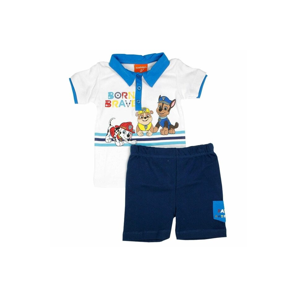Compleu bebe, 2 piese, Paw Born Brave, alb