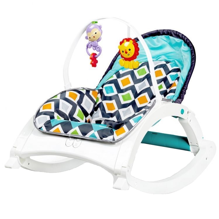 Scaun balansoar pentru bebelusi 3 in 1, 8 melodii si 2 jucarii, 60 x 44 x 13 cm