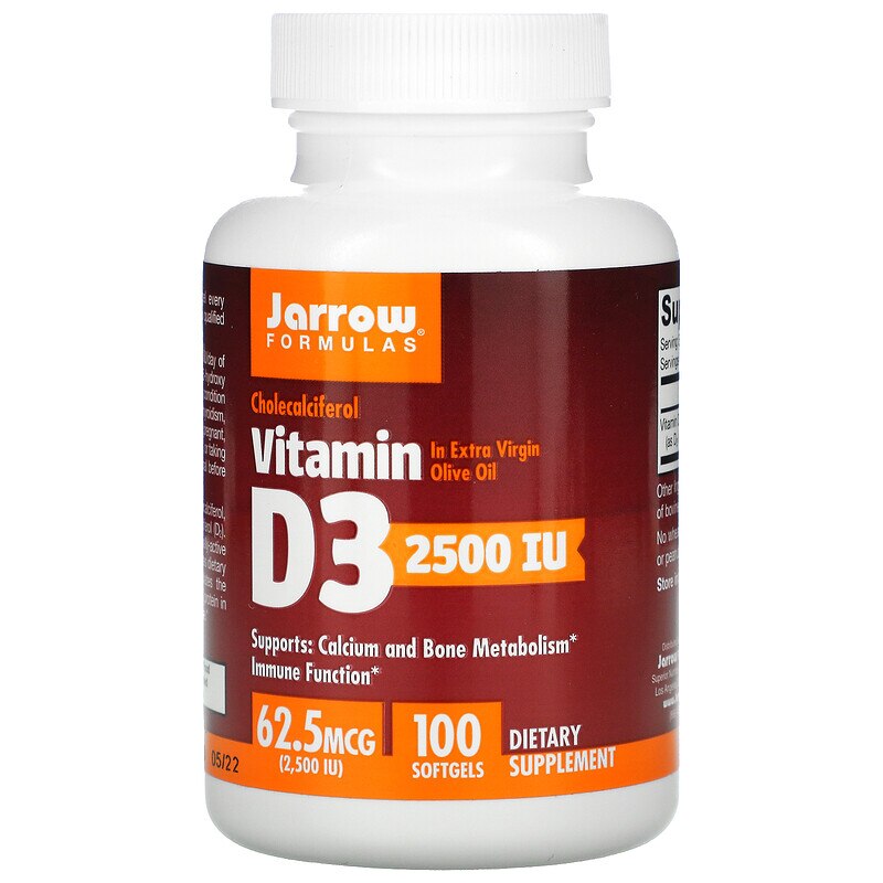 Supliment alimentar Jarrow Formulas Vitamina D3 2500IU, 100 Capsule