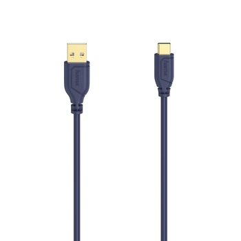 Cablu USB-C Hama Flexi-Slim, USB 2.0, 480 Mbit/s, albastru, 0.75 m Cablu USB-C Hama Flexi-Slim, USB 2.0, 480 Mbit/s, albastru, 0.75 m