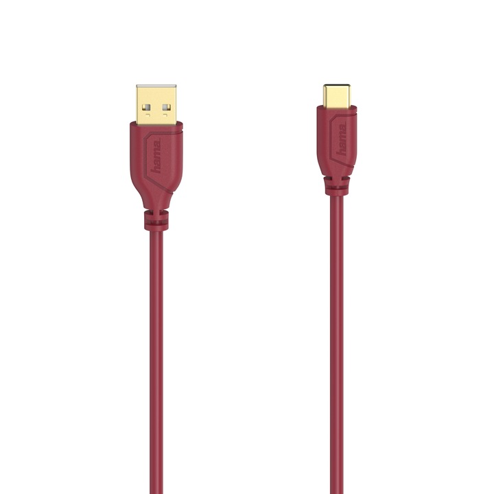 Кабел USB-C Hama Flexi-Slim, USB 2.0, 480 Mbit/s, Chilli Pepper, 0,75 м