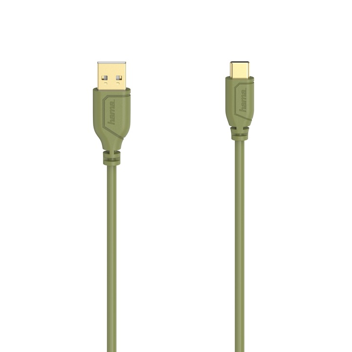 Cablu USB-C Hama Flexi-Slim, USB 2.0, 480 Mbit / s, verde, 0,75 m