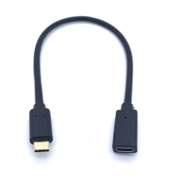 Cablu Extensie USB-C 3.1 (mama) la USB Type C (tata), Fast Charging, Data Sync, Compatibil MacBook Pro, Nitendo Switch, Huawei, Conectori Auriti 0.3m
