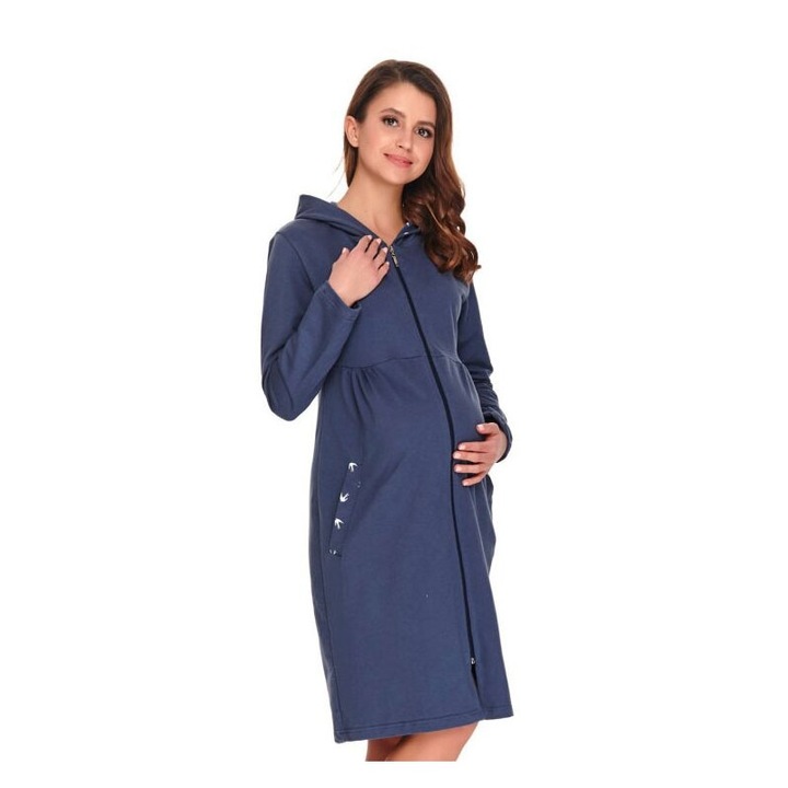 Halat cu gluga, bumbac, bluemarin S