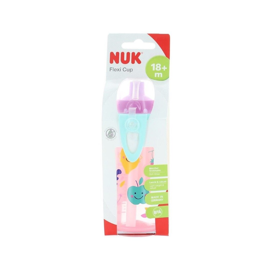 Biberon cu pai Nuk, Flexi Cup 18 luni+, silicon, multicolor, 300ml FMD348