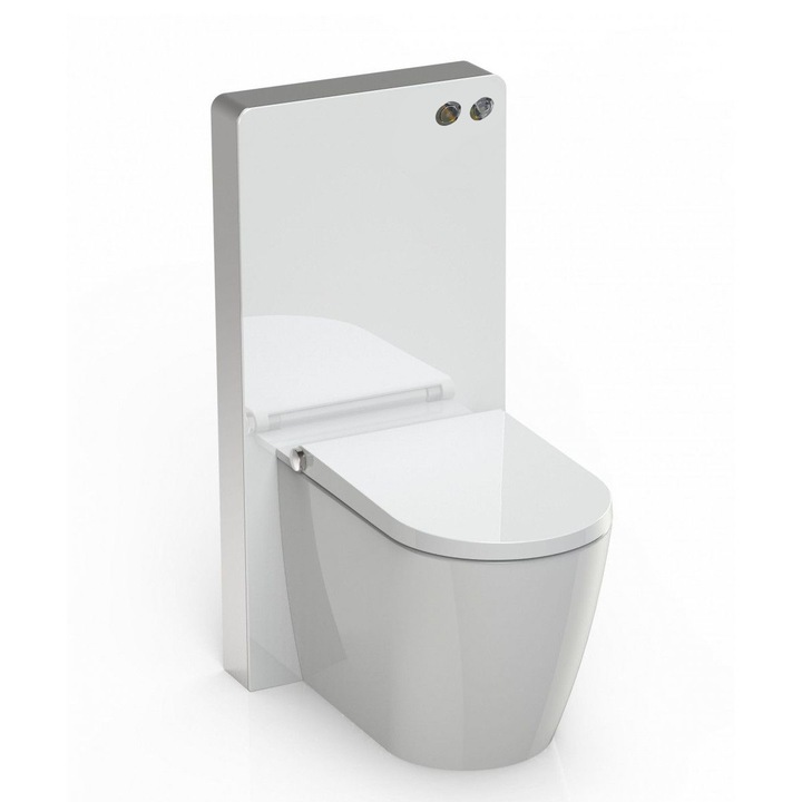 Cadru wc cu rezervor din sticla securizata alba, dimensiunea 100x54 cm, montaj pe podea, Ego-Lilium