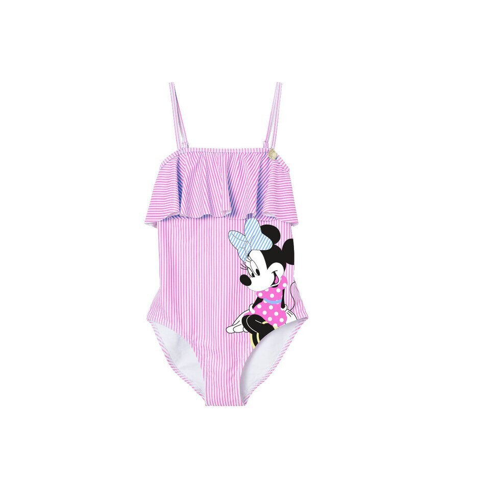 Costum de baie, intreg, Minnie Mouse Love, roz cu dungi