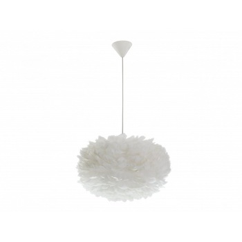 Pendul cu abajur din pene FOG, alb, cablu alb, 35 x 20 cm Pendul cu abajur din pene FOG, alb, cablu alb, 35 x 20 cm