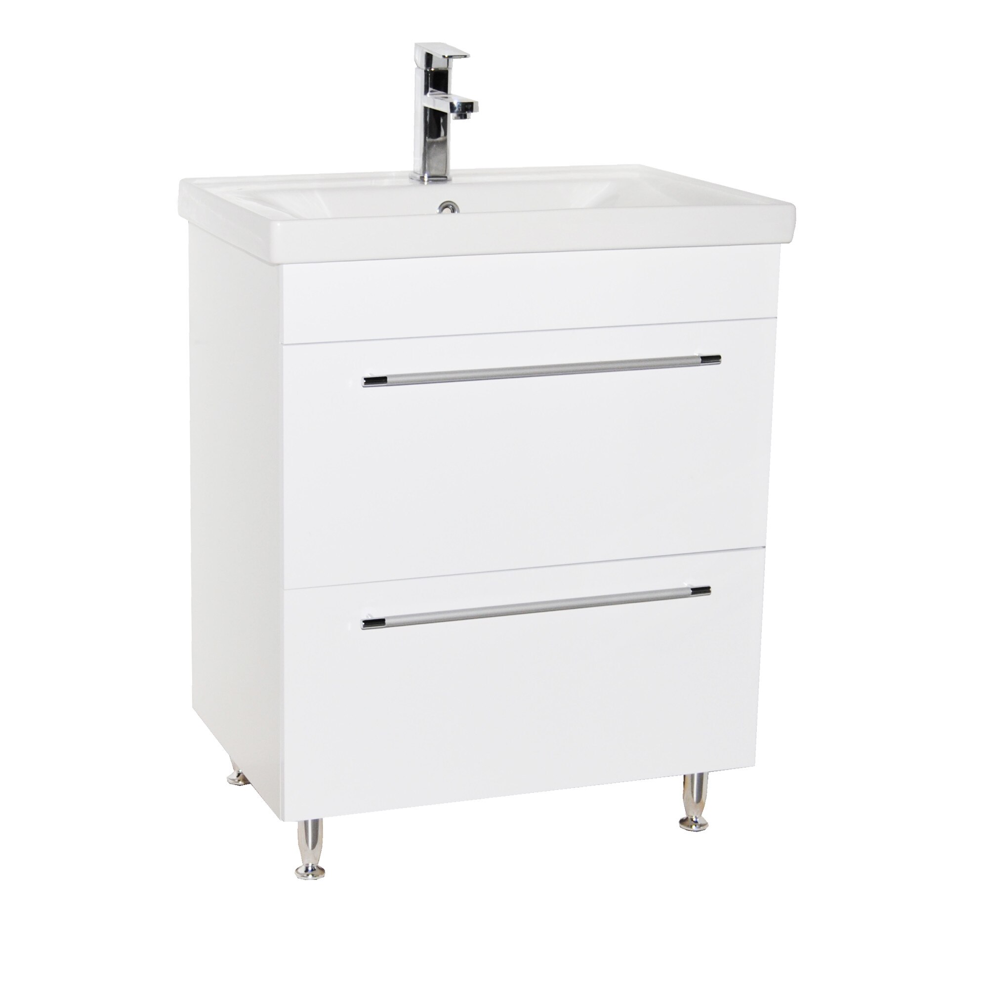 Baza si lavoar , Badenmob , seria 754 - 55cm , sertare , Alb