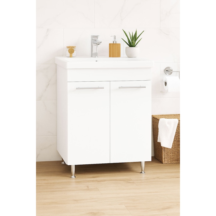 Baza si lavoar, Badenmob, seria 754 - 65cm, Alb