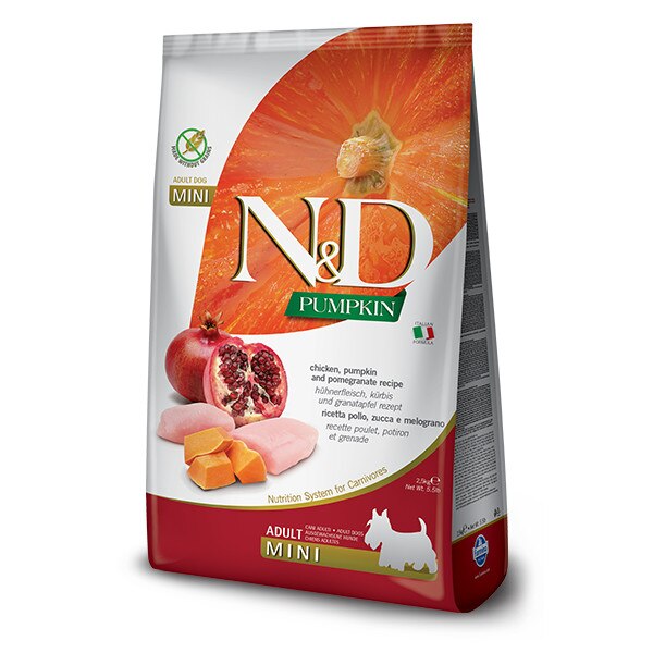 Hrana uscata pentru caini N&D Adult Mini Pui, Rodie, Dovleac, 2.5 Kg