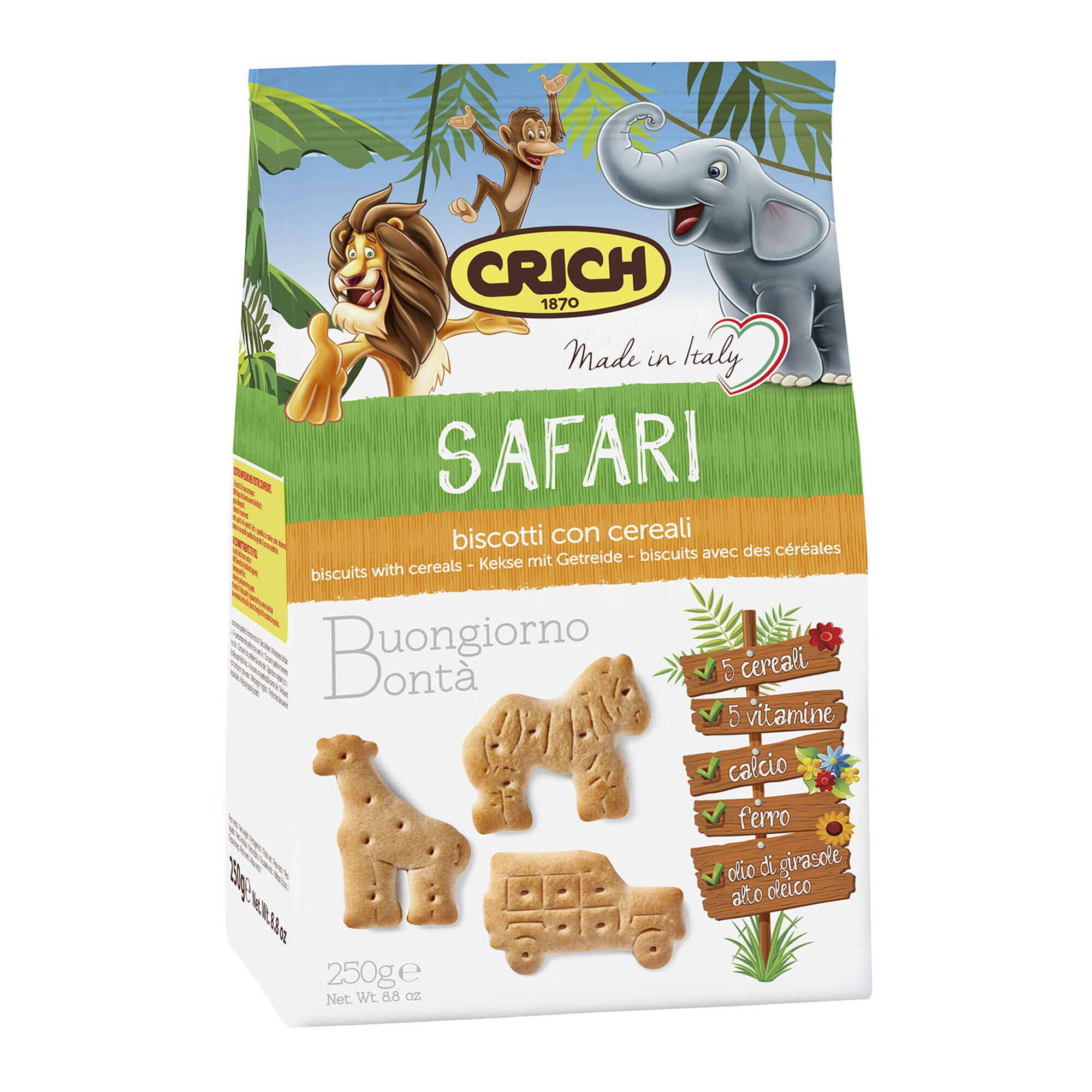 Biscuiti safari cu cereale Crich, 250g