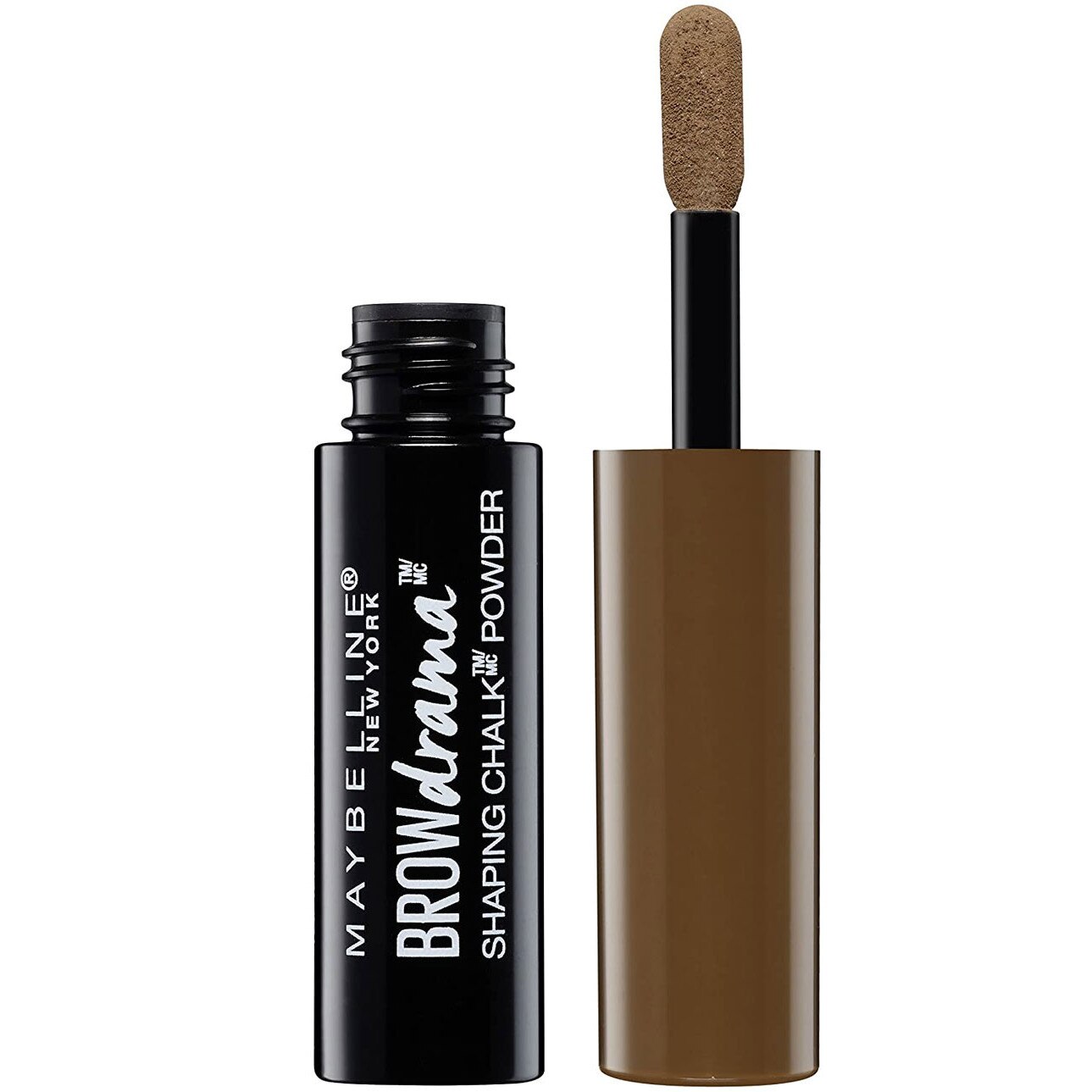 Pudra pentru sprancene Maybelline New York Brow Drama Shaping Chalk, 130 Deep Brown, 1 g