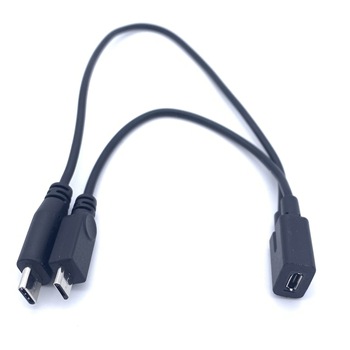 2 in 1 Cablu Adaptor De la MicroUSB la USB Type C 3.1 si MicroUSB 0.25m, Negru 2 in 1 Cablu Adaptor De la MicroUSB la USB Type C 3.1 si MicroUSB 0.25m, Negru