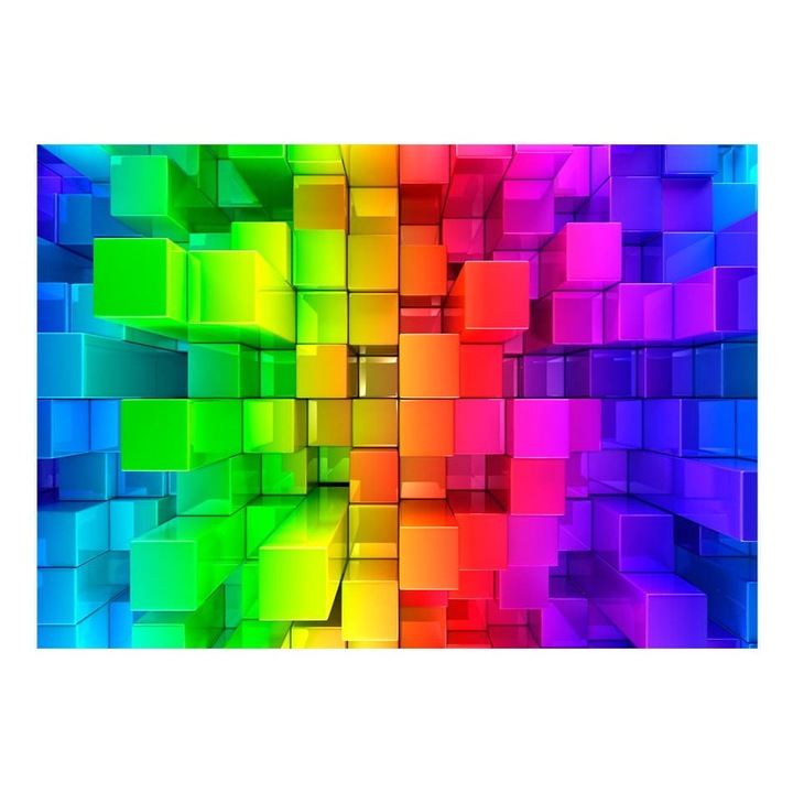 Nem szőtt tapéta nappaliba, hálószobába, színes puzzle - 300 cm X 210 cm, Használati útmutató, ragasztó