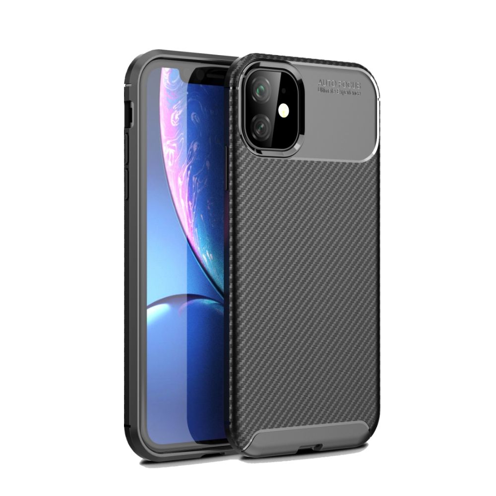 Husa Lemontti Carbon Fiber Texture Shockproof compatibila cu iPhone 12 Mini, Black