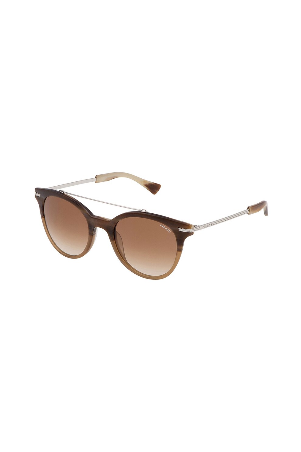 Police, Ochelari de soare clubmaster cu insertii metalice, Maro, 49-21-140 Standard