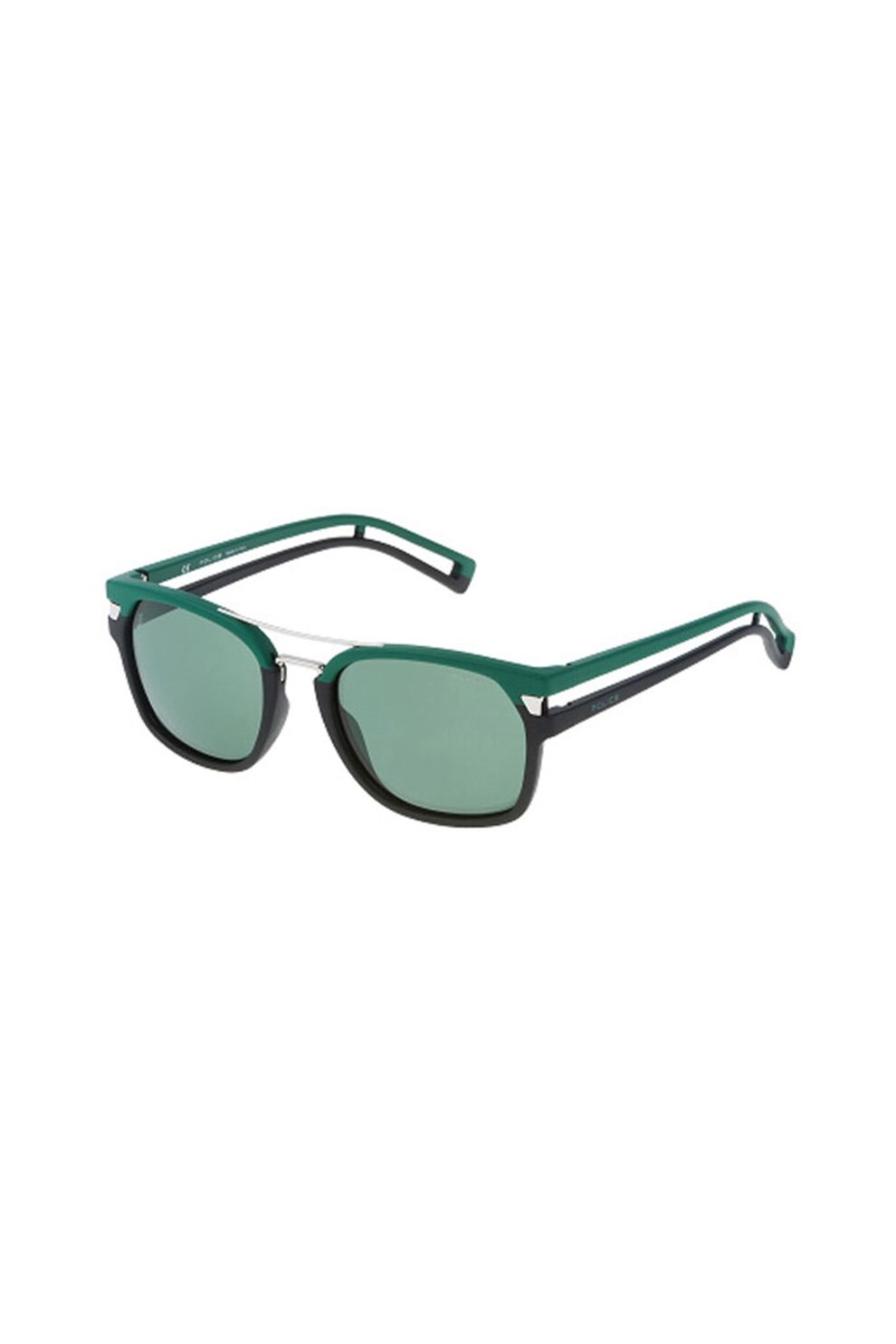 Police, Ochelari de soare patrati, Negru/Verde englez, 52-20-145 Standard