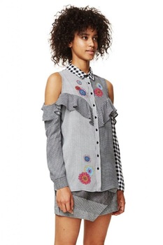 Camasa, Desigual 17WWCWWB, Alb/Negru Camasa, Desigual 17WWCWWB, Alb/Negru