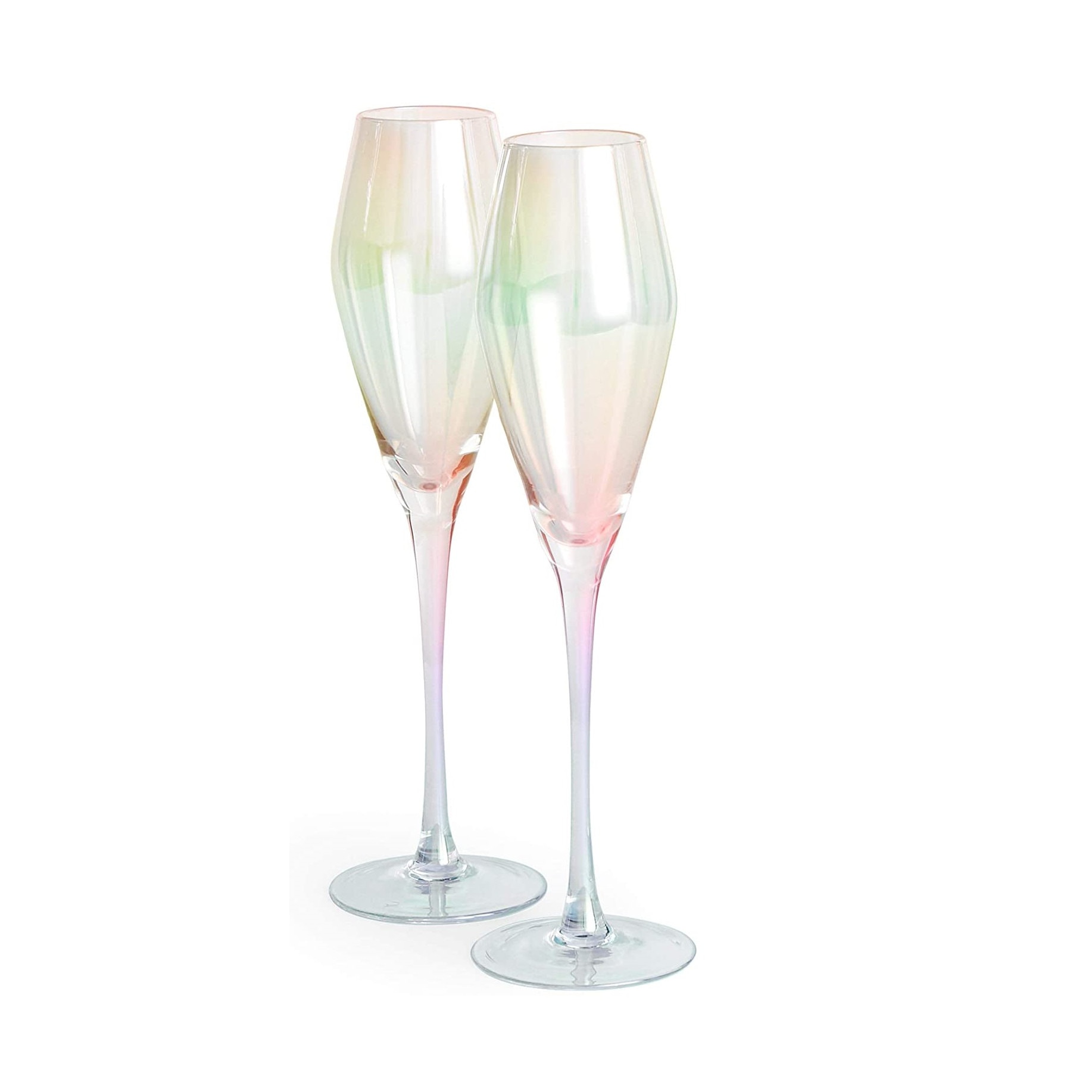 Set 2 pahare irizate pentru Sampanie Beautify 1000244, Material sticla, Capacitate 230 ml