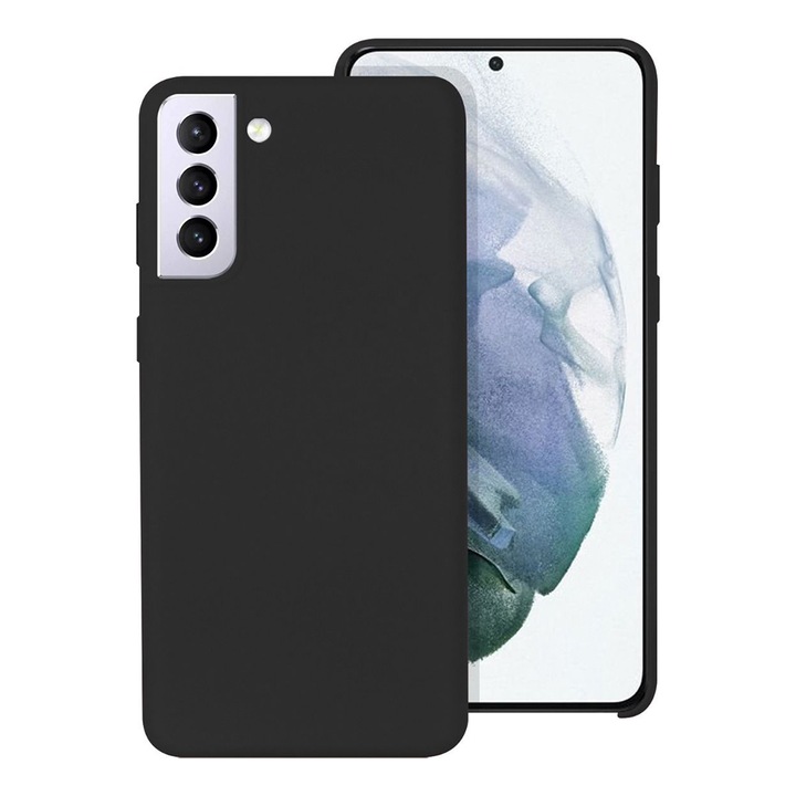 Matt Optim szilikon védőtok Samsung Galaxy S21 telefonhoz, fekete