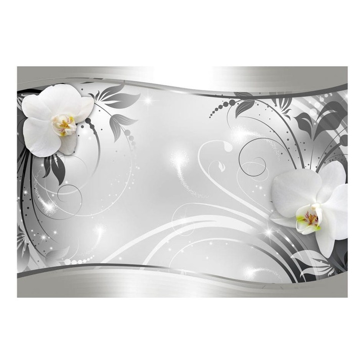 Fototapet vlies pentru Sufragerie, Dormitor, Abstractie de argint - 250cm X 175cm, Instructiuni, lipici